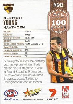 2013 Select AFL Champions - Milestone Game Foils #MG43 Clinton Young Back